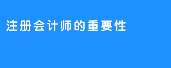 注册会计师的重要性