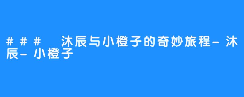 ### 沐辰与小橙子的奇妙旅程-沐辰-小橙子