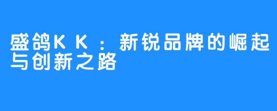 盛鸽KK：新锐品牌的崛起与创新之路