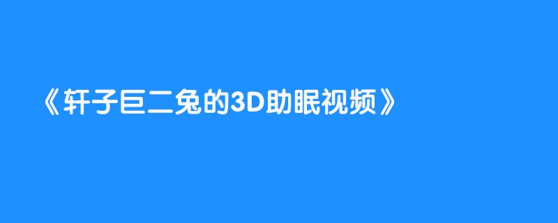 轩子巨二兔的3D助眠视频